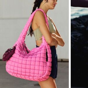 Free People Quilted Carryall Crossbody Bag- Bubblegum Pink